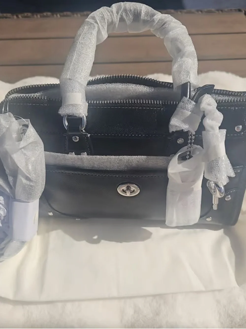 Coach Black Leather Satchel with Silver Hardware